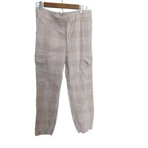 5 for $40 TINSELTOWN Pink & Wht Houndstooth Cargo Style Pull on Pants Pockets M